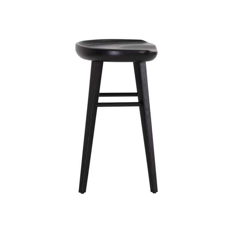 Dominic Black Solid Oak Mid-Century Modern Counter Stool