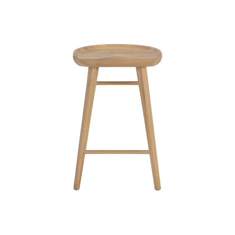 Dominic Walnut Wood Counter Stool with Sculpted Seat