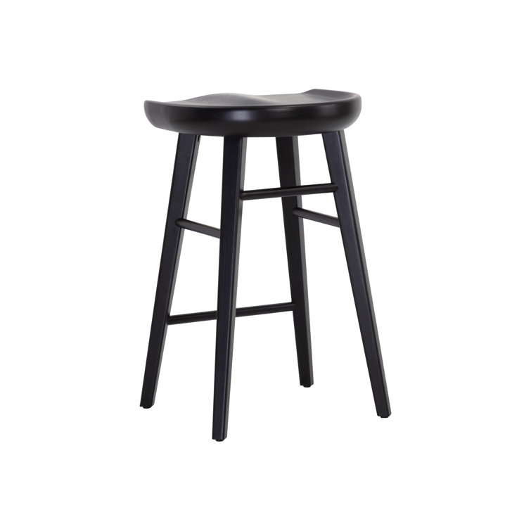 Dominic Black Solid Oak Mid-Century Modern Counter Stool