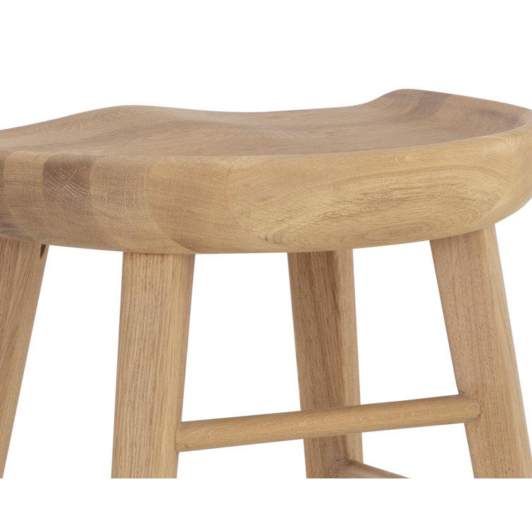 Dominic Walnut Wood Counter Stool with Sculpted Seat