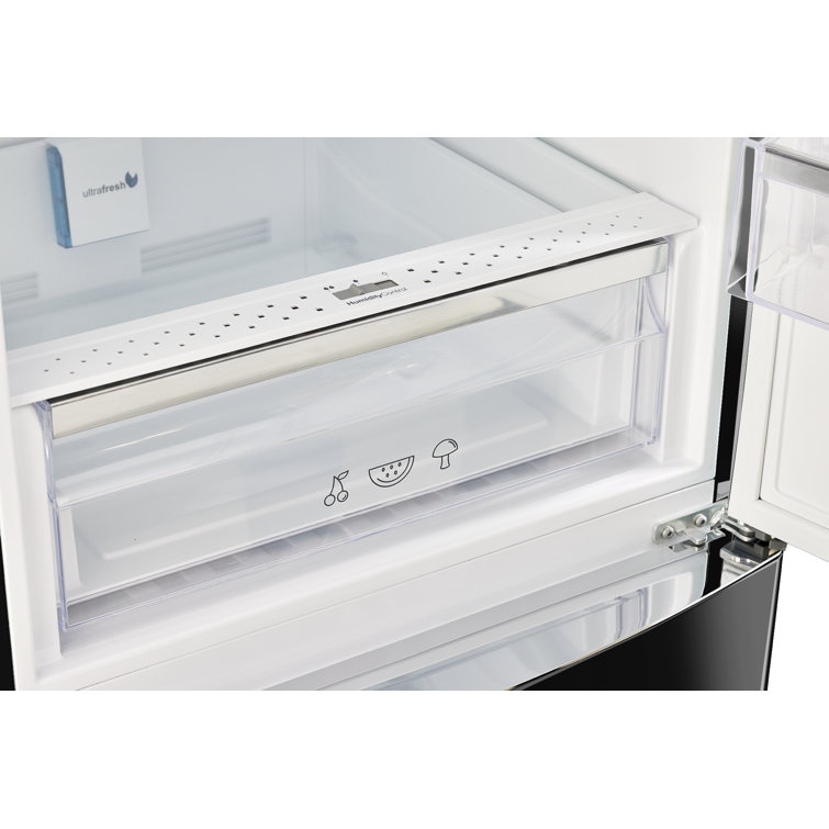 Midnight Black Retro 24" Bottom Mount Refrigerator with Chrome Accents