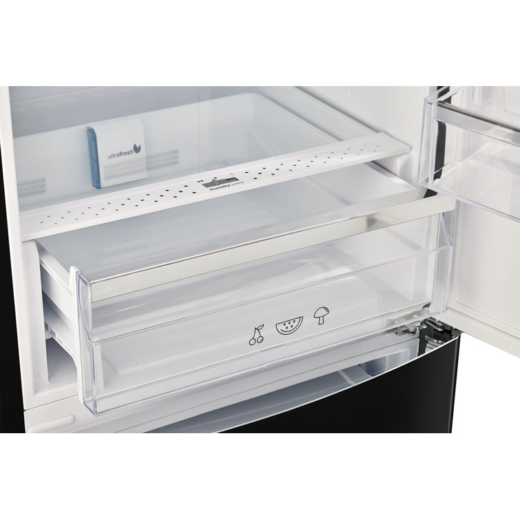 Midnight Black Retro 24" Bottom Mount Refrigerator with Chrome Accents
