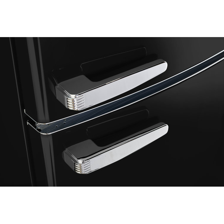 Midnight Black Retro 24" Bottom Mount Refrigerator with Chrome Accents