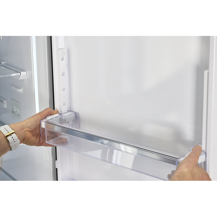 Midnight Black Retro 24" Bottom Mount Refrigerator with Chrome Accents