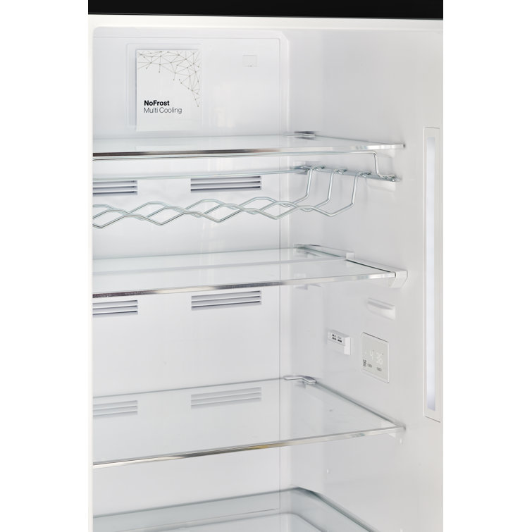 Midnight Black Retro 24" Bottom Mount Refrigerator with Chrome Accents