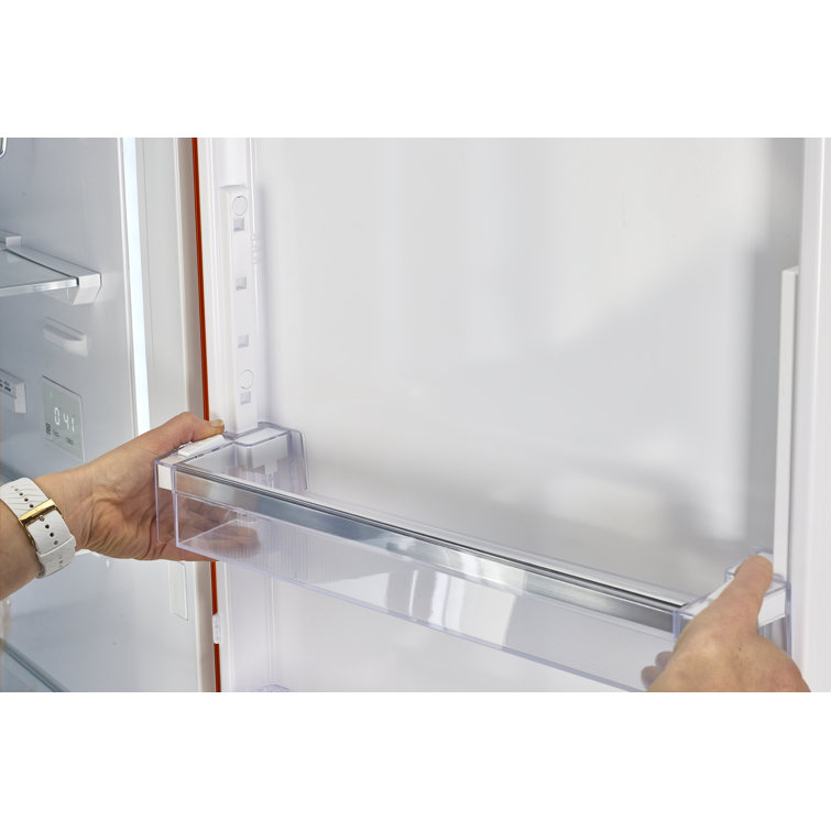 Creamsicle Orange Retro Bottom Freezer Refrigerator with Chrome Handles