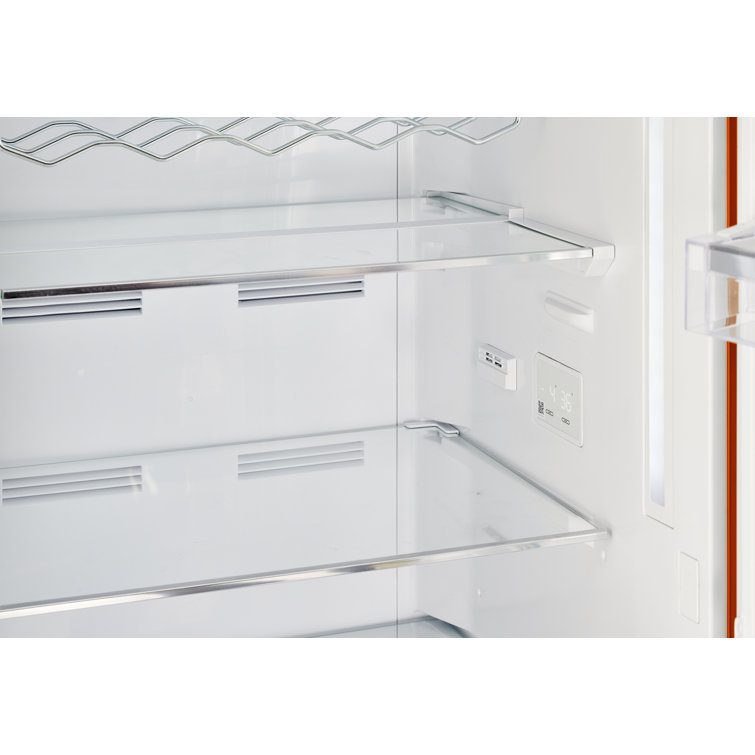 Creamsicle Orange Retro Bottom Freezer Refrigerator with Chrome Handles