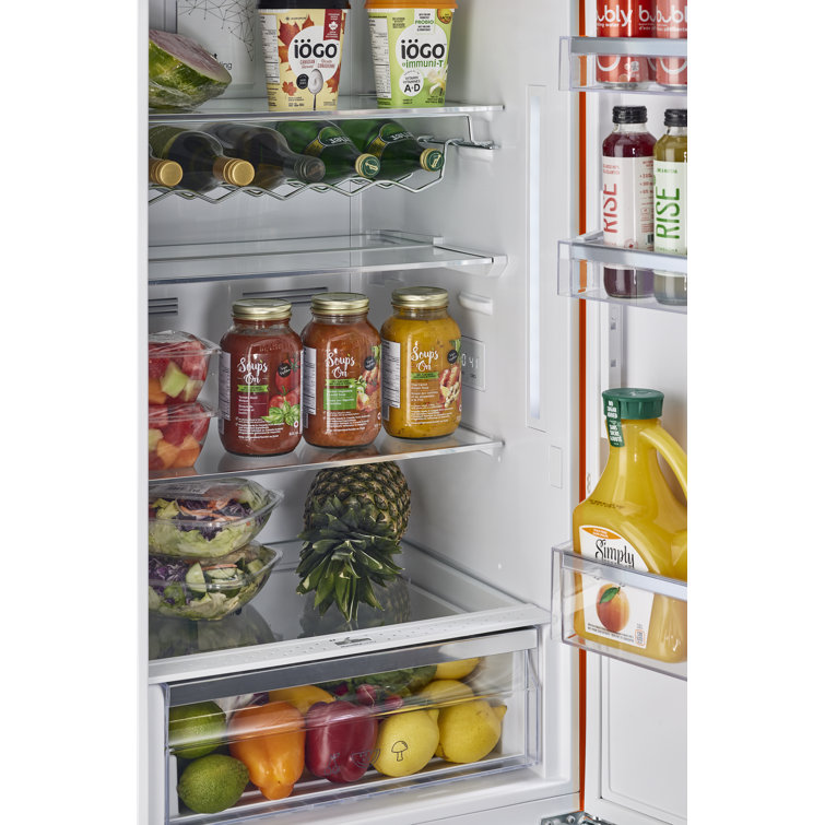 Creamsicle Orange Retro Bottom Freezer Refrigerator with Chrome Handles