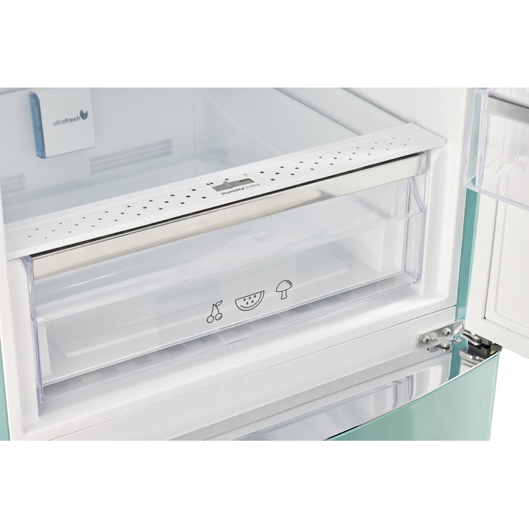 Ocean Mist Turquoise Retro Bottom Freezer Refrigerator with Ice Maker