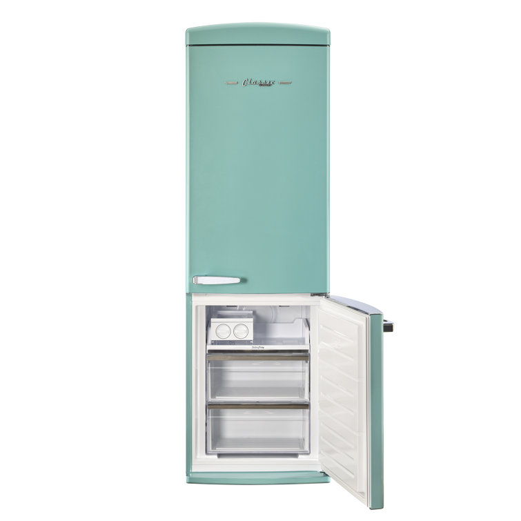 Ocean Mist Turquoise Retro Bottom Freezer Refrigerator with Ice Maker
