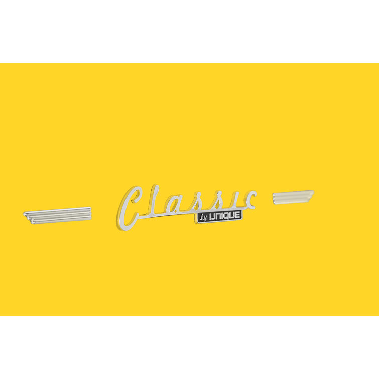 Canary Yellow Retro Bottom Freezer Refrigerator with Chrome Handles