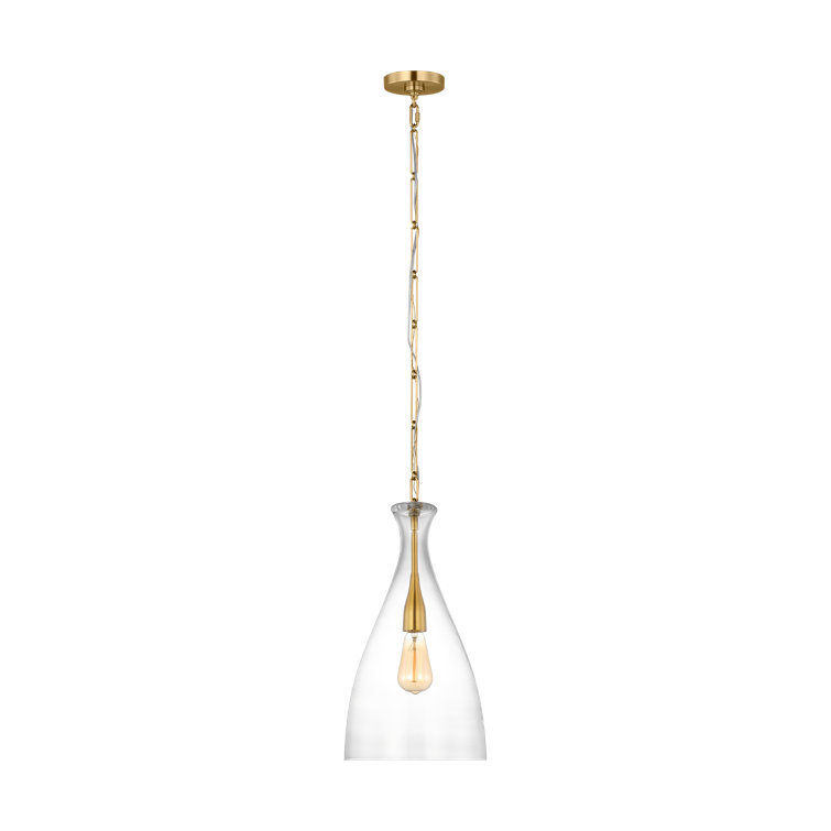 Athena Burnished Brass Mini Pendant with Clear Glass Shade