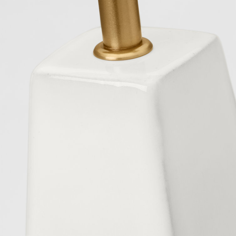 New White Ceramic Table Lamp with Linen Shade