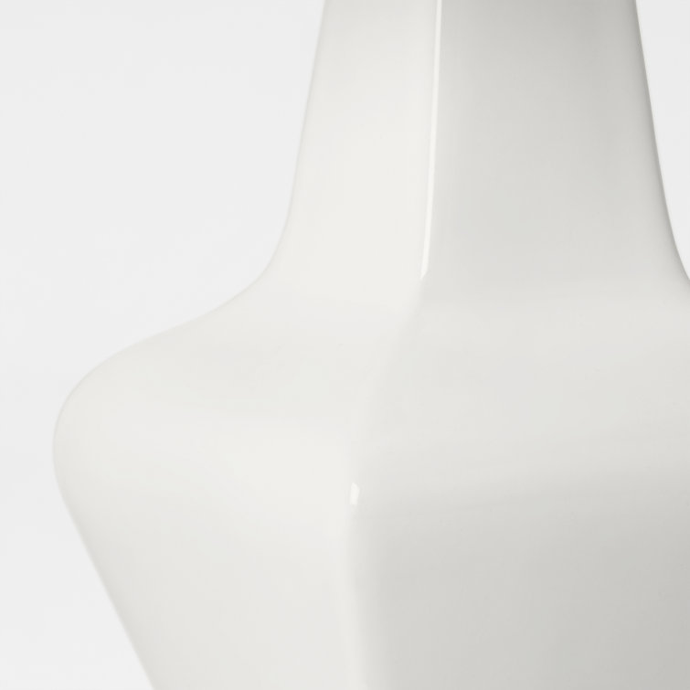 New White Ceramic Table Lamp with Linen Shade