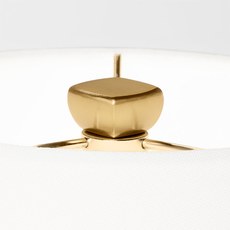 New White Ceramic Table Lamp with Linen Shade