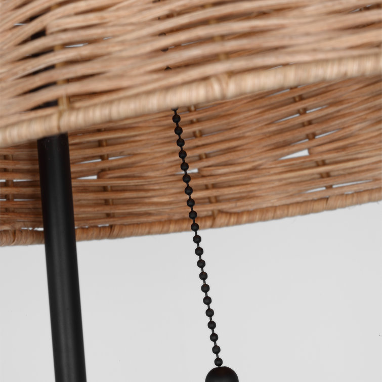 Aged Iron Tripod Floor Lamp with Rattan Shade