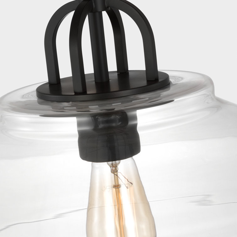 Midnight Black Clear Glass Industrial Pendant Light