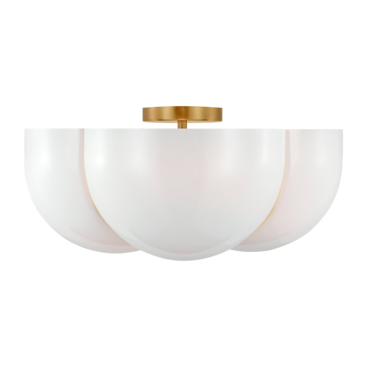 Cheverny 20" Burnished Brass and Glass Semi-Flush Mount Light