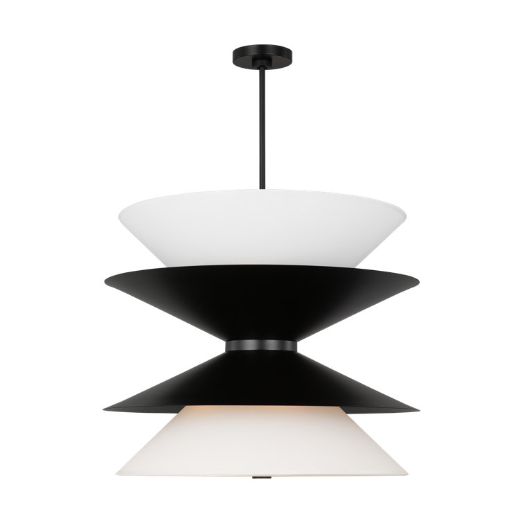 Aged Iron Black and White 23.5" Pendant Light