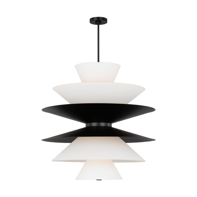 Aged Iron and Glass 16-Light Pendant with Black Cord