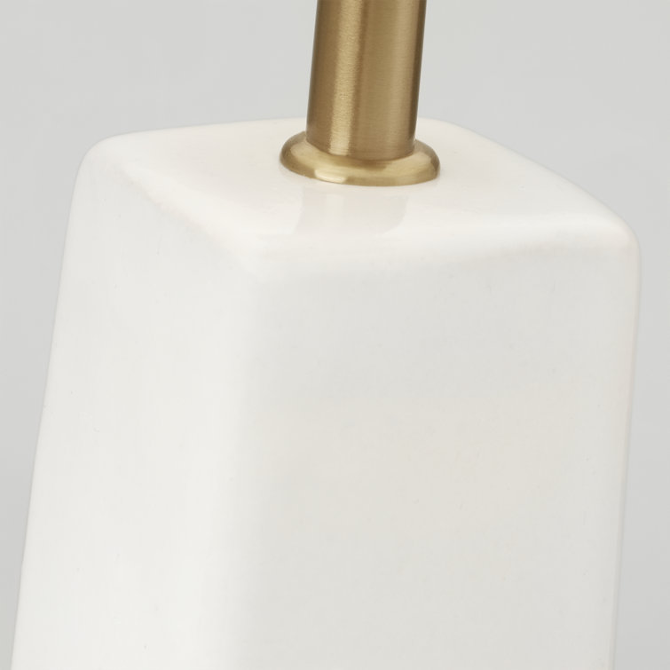 New White Ceramic Table Lamp with Linen Shade