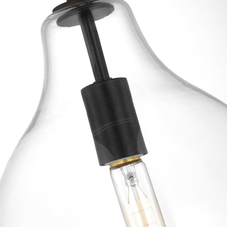 Aged Iron Clear Glass Teardrop Pendant Light