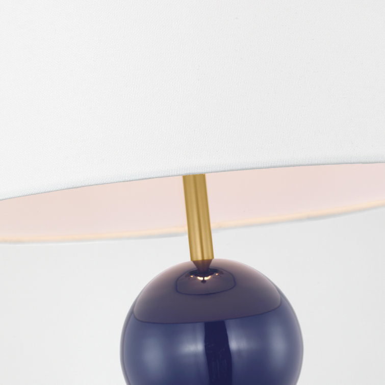 Navy Steel Table Lamp with White Linen Shade