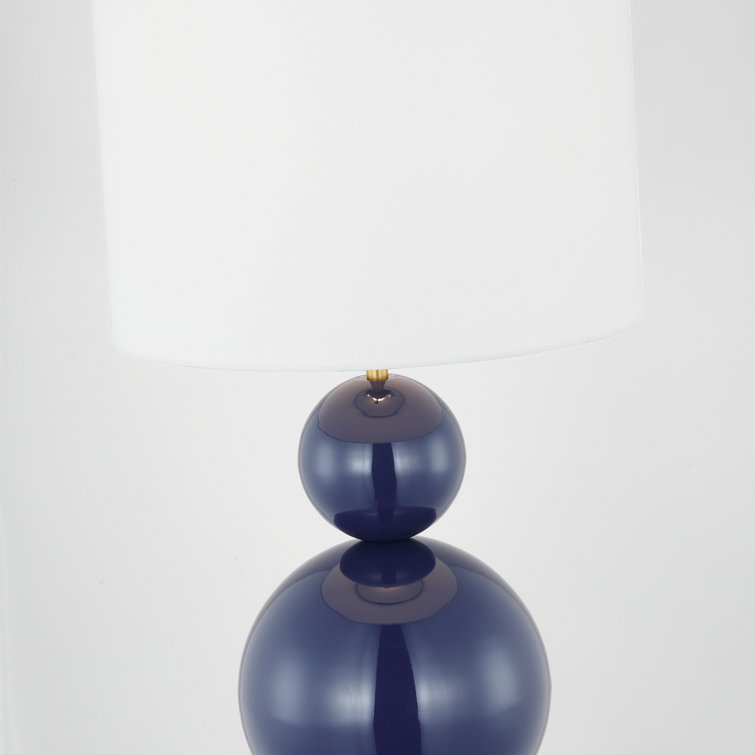 Navy Steel Table Lamp with White Linen Shade