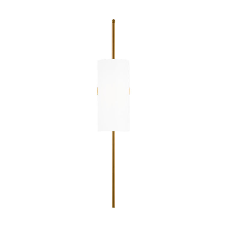 Burnished Brass Cylinder Sconce with White Linen Shade