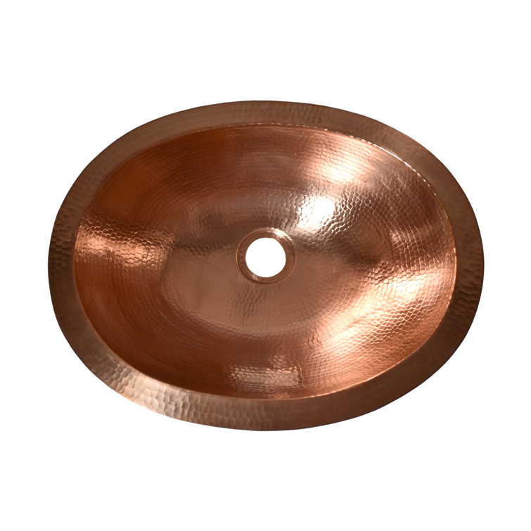 Polished Copper Oval Undermount Bathroom Sink