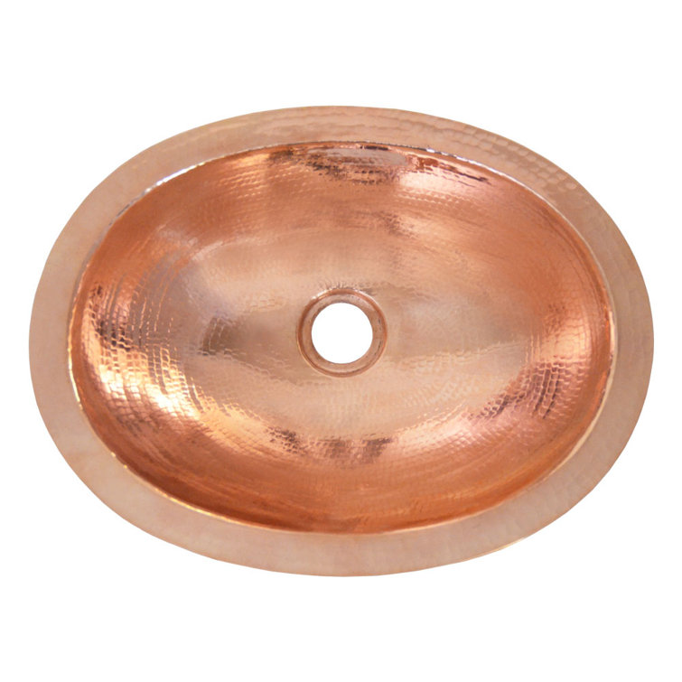 Polished Copper Oval Undermount Bathroom Sink