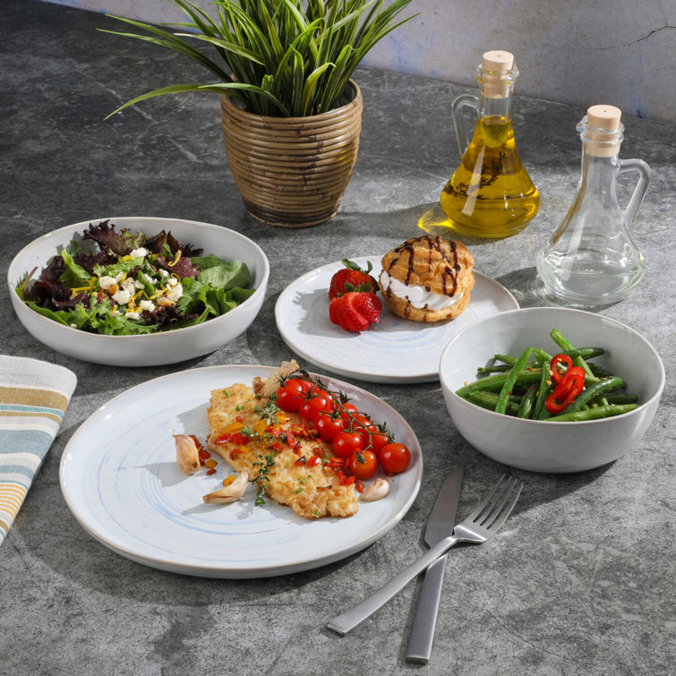 Auckland Blue Swirl Ceramic 16-Piece Dinnerware Set