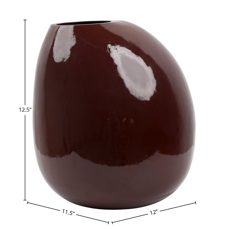 Woodbury 12.5'' Maroon Glass Novelty Table Vase