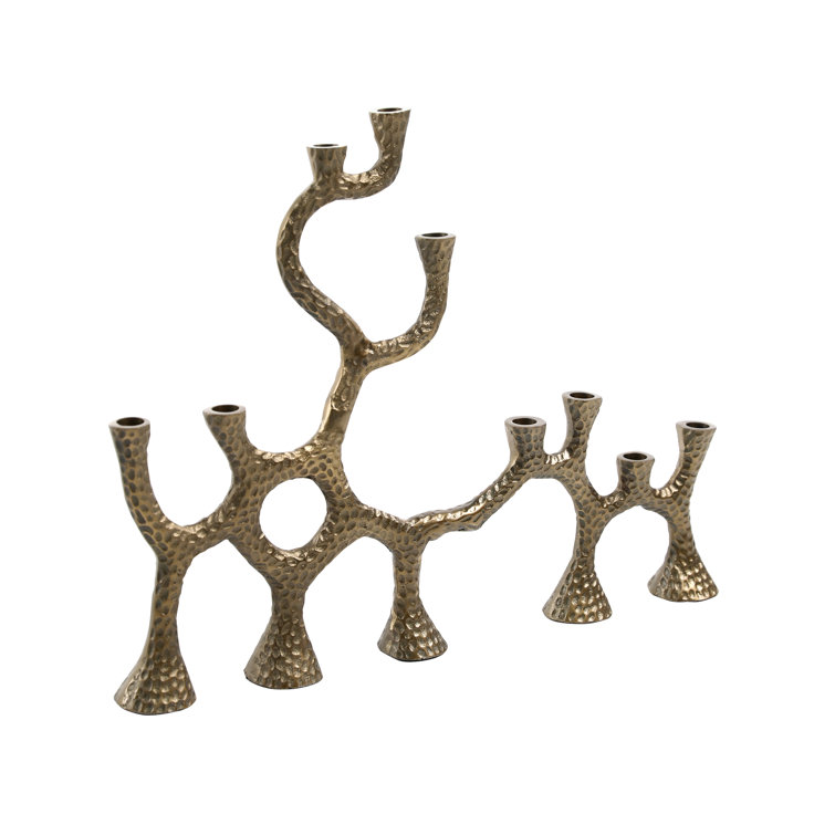 19.25'' Brass Finish Aluminum Multi-Branch Floor Candlestick