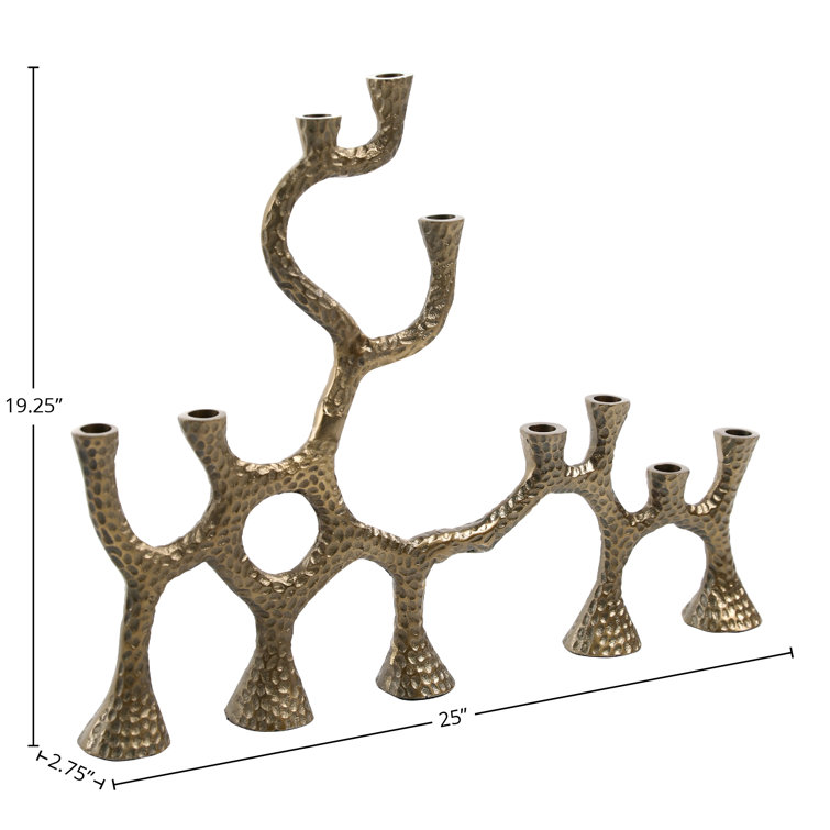 19.25'' Brass Finish Aluminum Multi-Branch Floor Candlestick