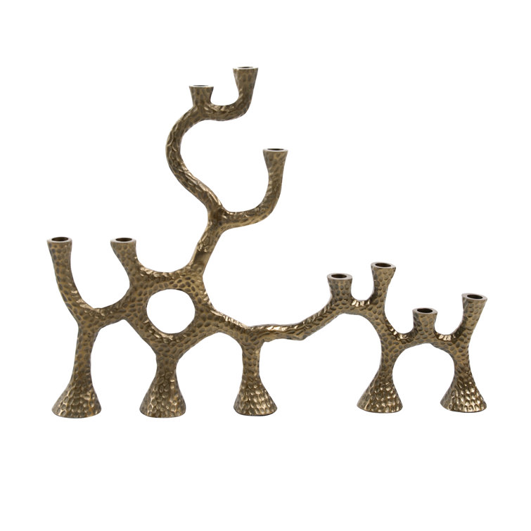 19.25'' Brass Finish Aluminum Multi-Branch Floor Candlestick