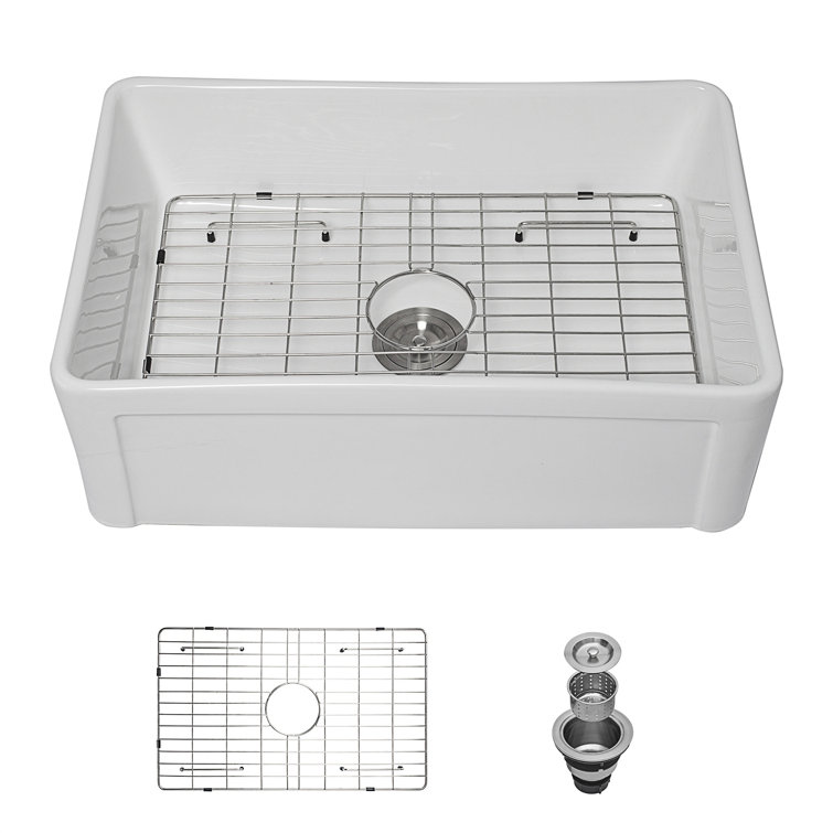 30-Inch White Ceramic Farmhouse Apron-Front Kitchen Sink