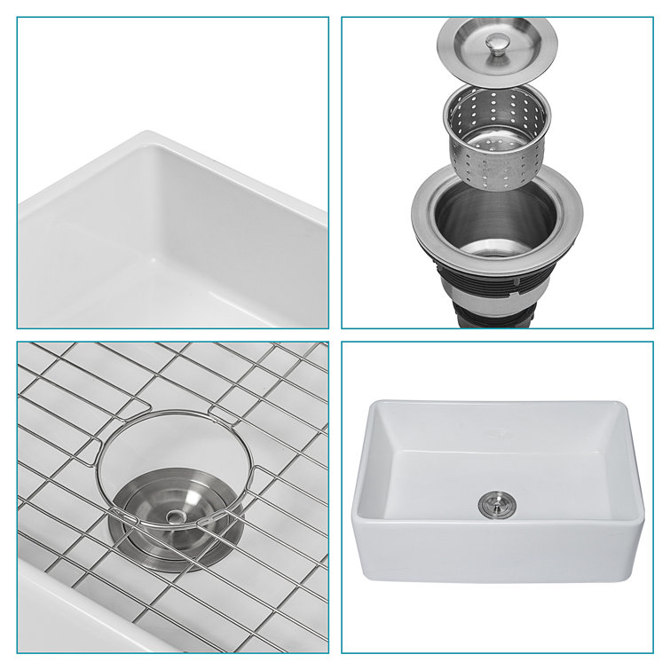 30-Inch White Ceramic Farmhouse Apron-Front Kitchen Sink