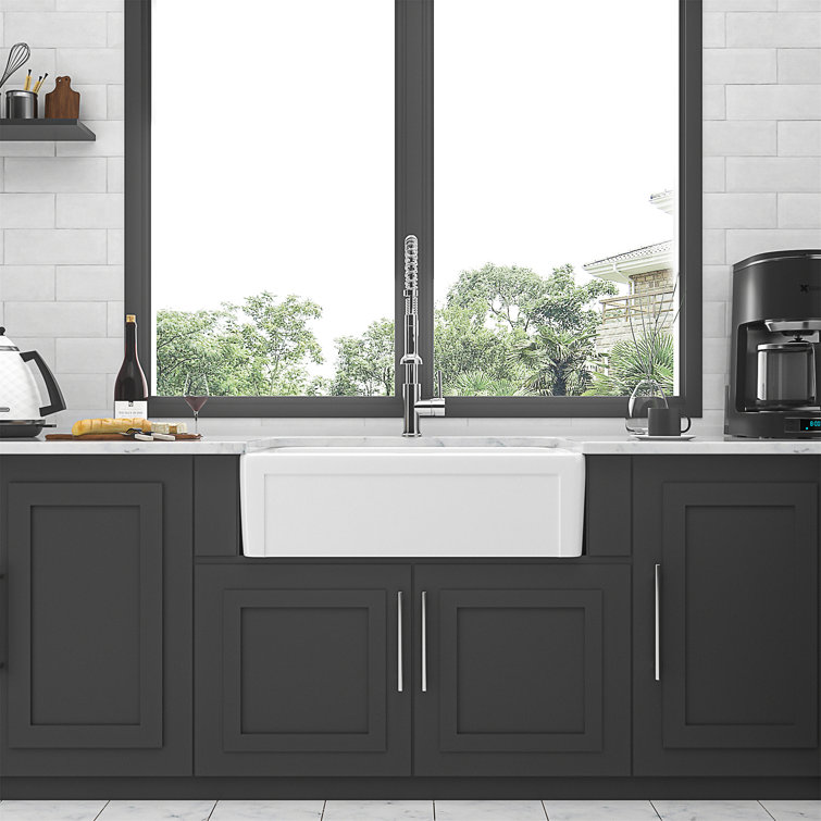 30-Inch White Ceramic Farmhouse Apron-Front Kitchen Sink