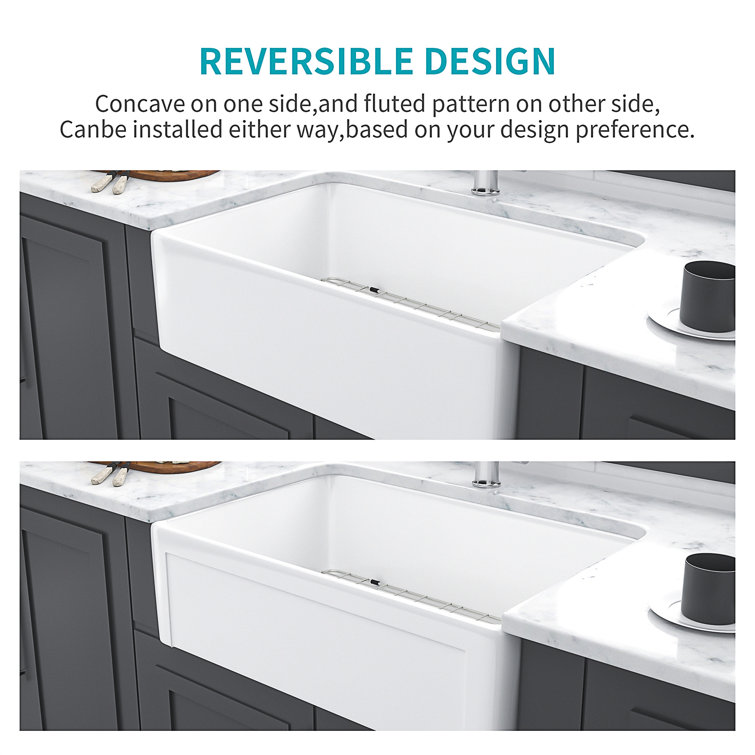 30-Inch White Ceramic Farmhouse Apron-Front Kitchen Sink