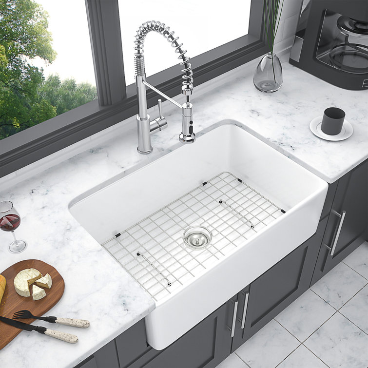 30-Inch White Ceramic Farmhouse Apron-Front Kitchen Sink