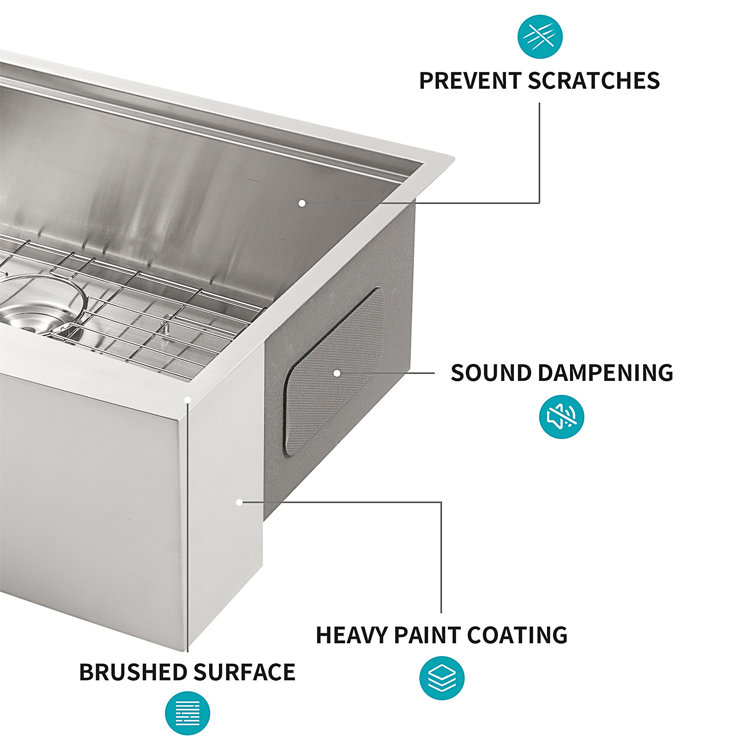 36'' Brushed Nickel Stainless Steel Farmhouse Workstation Sink