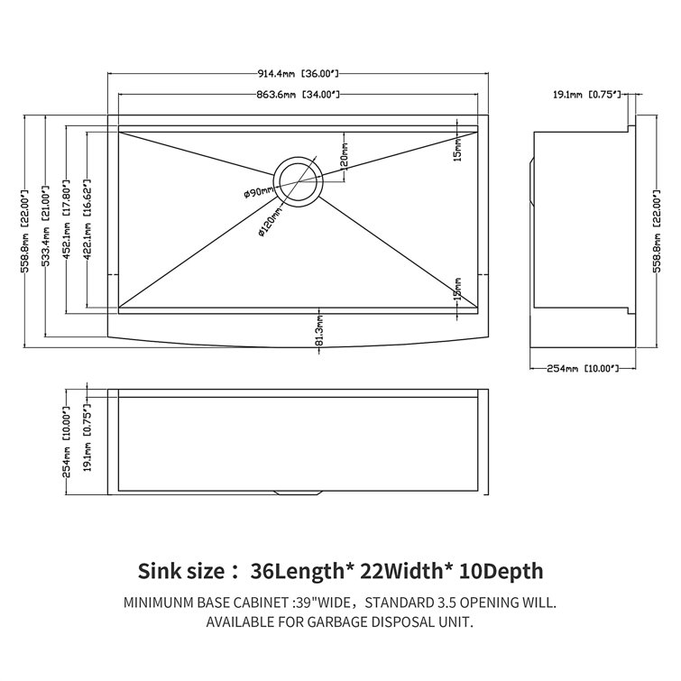 36'' Brushed Nickel Stainless Steel Farmhouse Workstation Sink