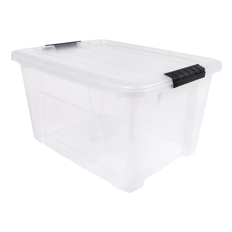 Clear 32 Qt Stackable Plastic Storage Bins with Lids, Set of 4