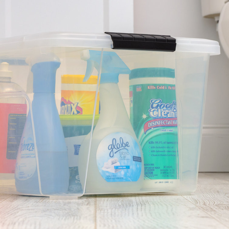 Clear 32 Qt Stackable Plastic Storage Bins with Lids, Set of 4