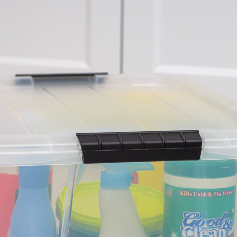 Clear 32 Qt Stackable Plastic Storage Bins with Lids, Set of 4