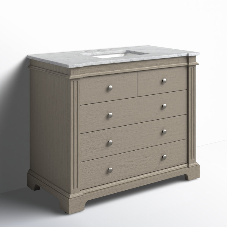 Rachelle Gray Acacia Wood Single Bathroom Vanity Set with Marble Top