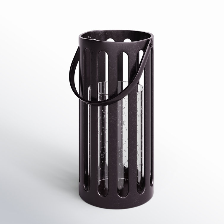 Champagne Gold Cast Aluminum Hurricane Lantern with Clear Glass