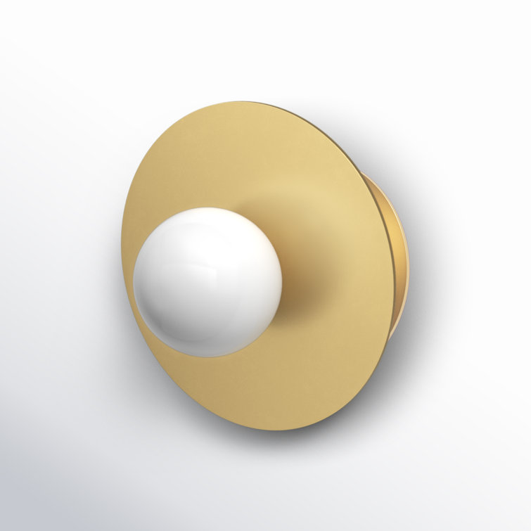 Burnished Brass Dimmable Sconce with Milk White Globe