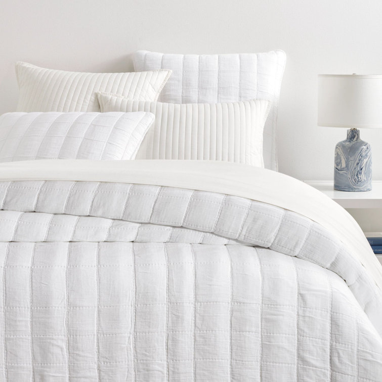 Monet White Quilted Cotton Euro Sham